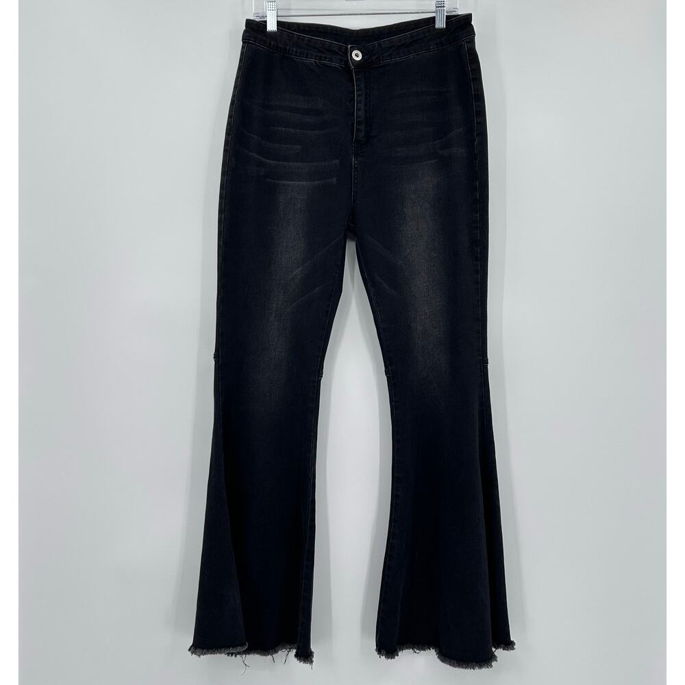 Anna-Kaci Flare Leg Bell Bottom Jeans Black High Rise Waist Womens Size XXL - Picture 3 of 10